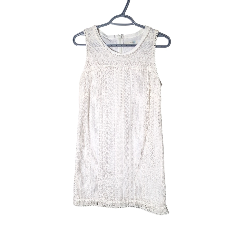 Boden Off White Shift Eyelet Lace Sleeveless Lined Casual Cotton Dress Sz 6